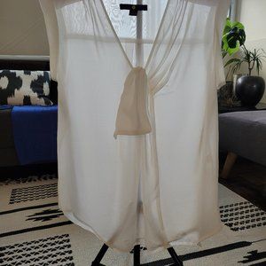 Moon Ivory Creamy Off_White Chiffon Blouse 80's Vibe